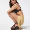 Sandalia de cuña con tiras de madera, Tacón de cuña Sandalia de cuña con tiras de madera, Tacón de cuña