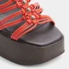 Sandalia de cuña con tiras de madera, Tacón de cuña Sandalia de cuña con tiras de madera, Tacón de cuña