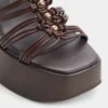 Sandalia de cuña con tiras de madera, Tacón de cuña Sandalia de cuña con tiras de madera, Tacón de cuña