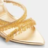 Sandalia de tacón con tiras llamativas, tacón de aguja